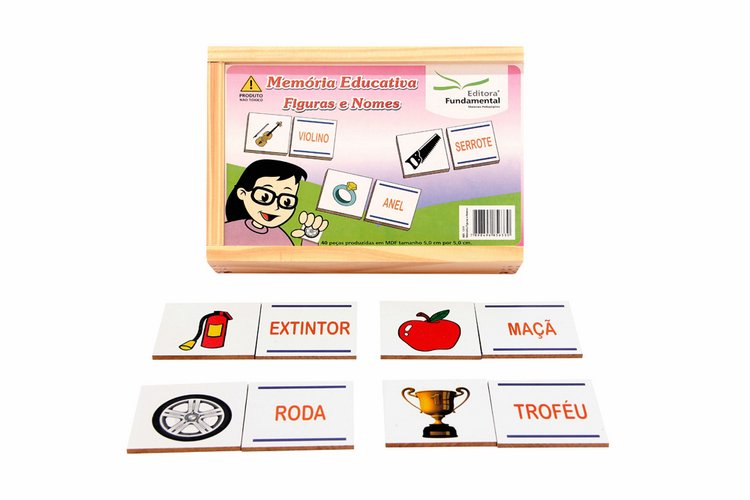 Jogo de Memoria Educativa Figuras e Nomes MDF 40pçs Editora Fundamental - Ref. 1317