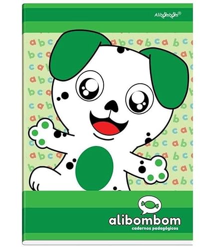Caderno Brochura Capa Mole 80FLS Verde Com Pauta Numerada Alibombom