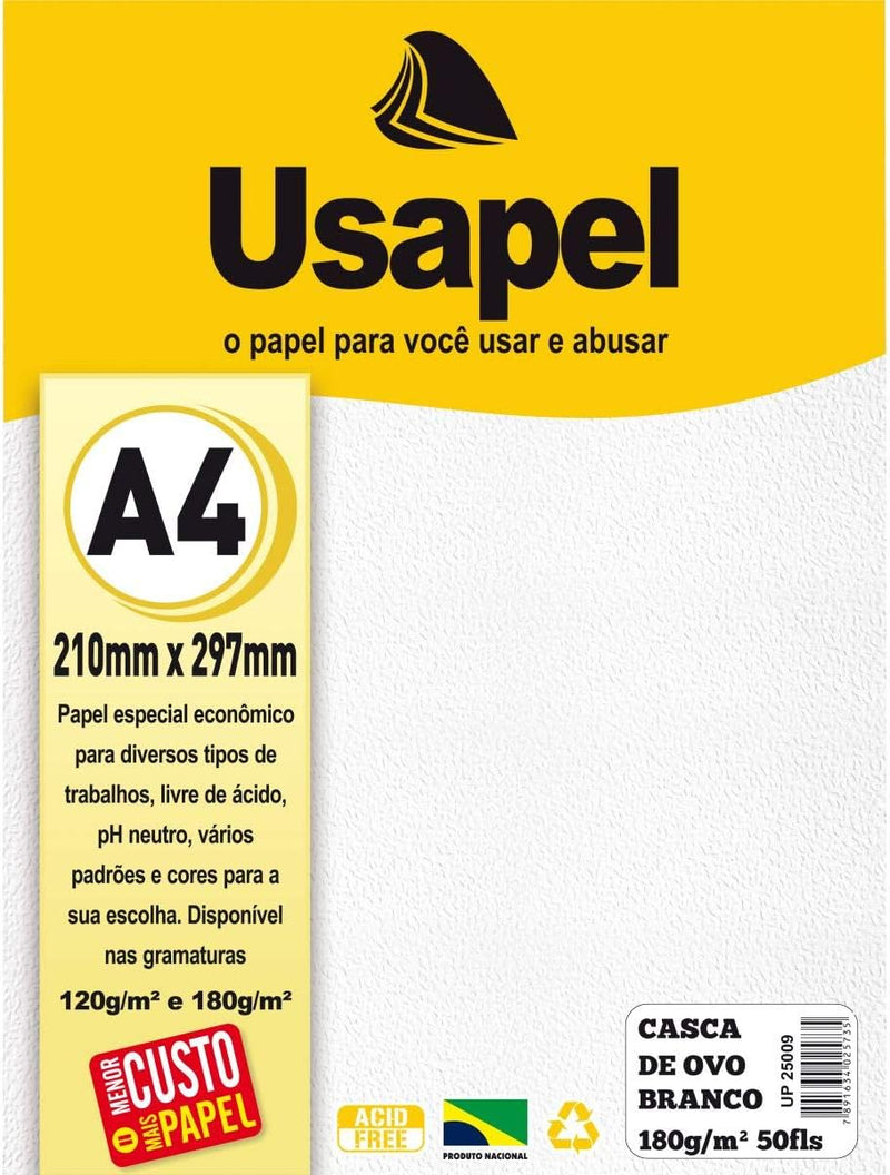 Papel Casca de Ovo A4 180g 50FLS Usapel - Ref. UP 25009