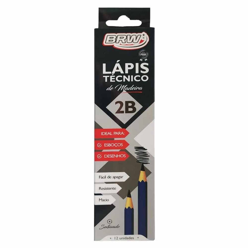 Lápis Técnico 2B Madeira Sextavado Evoke BRW - Ref. LP0020