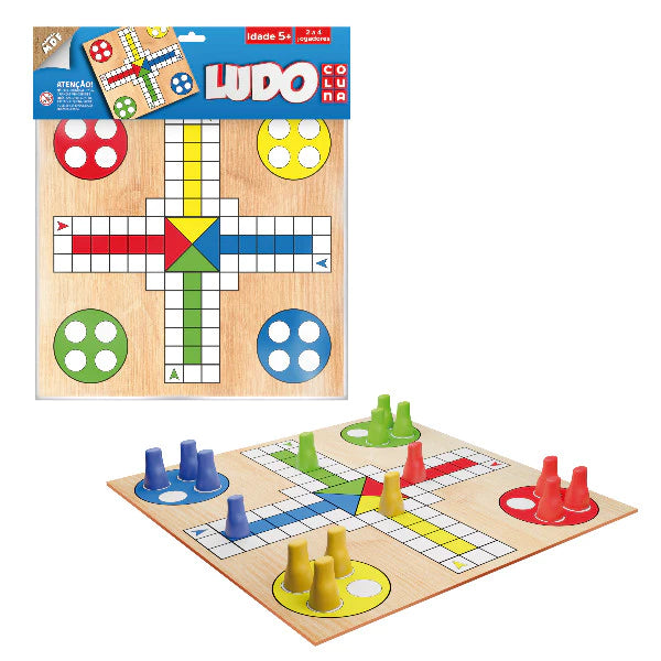 Jogo Ludo Tabuleiro em MDF Peças em Plásticos Pais e Filhos - Ref. 10783